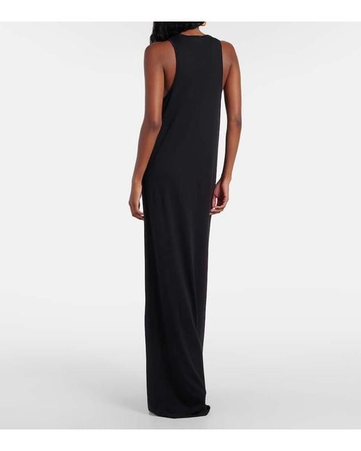 Khaite Black Vernetta Cotton-Blend Jersey Maxi Dress