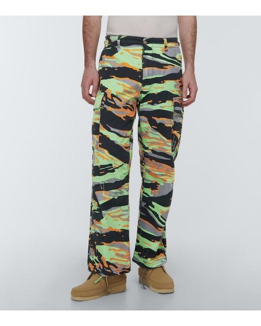 ERL Yellow Printed Cotton Cargo Pants for men