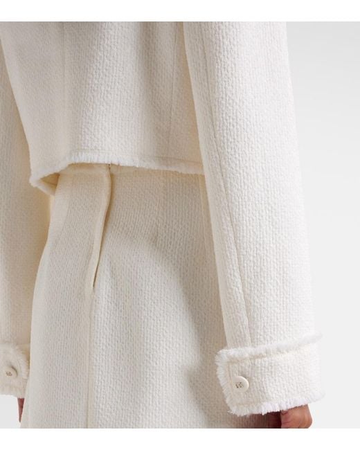 Dolce & Gabbana White Wool Tweed Cropped Jacket