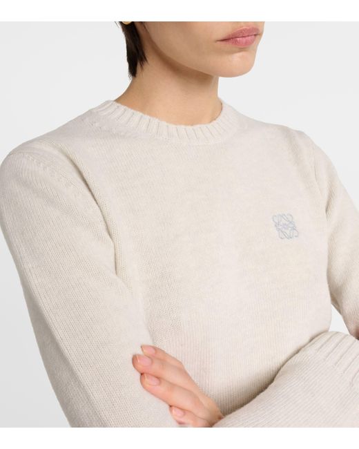 Loewe White Anagram Wool Sweater