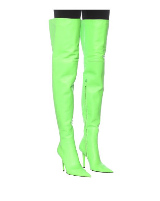 Balenciaga Knife Shark Over-the-knee Leather Boots in Green - Lyst