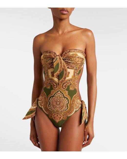 Zimmermann Brown Mahon Cutout Printed Swimsuit