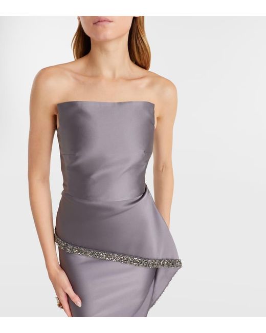 Roland Mouret Purple Crystal-Embellished Taffeta Gown