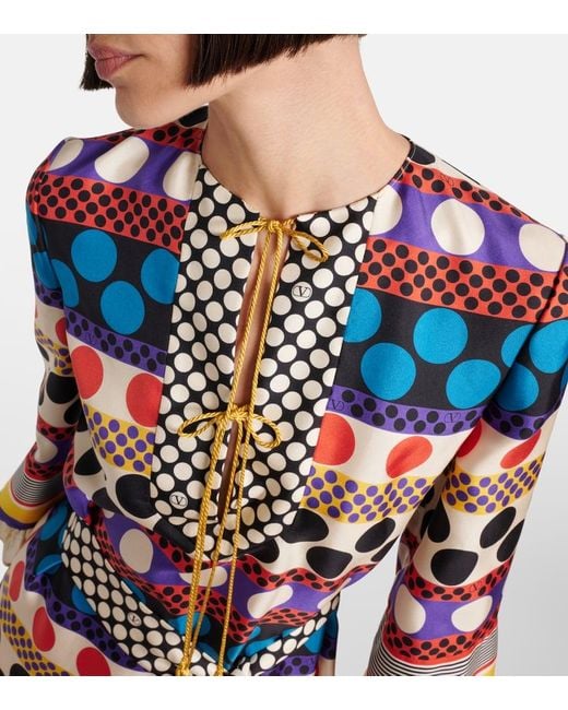 Valentino Multicolor Escape Polka-Dot Silk Minidress