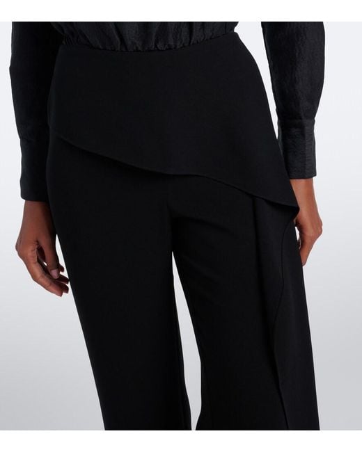 Roland Mouret Black Draped Wide-Leg Pants
