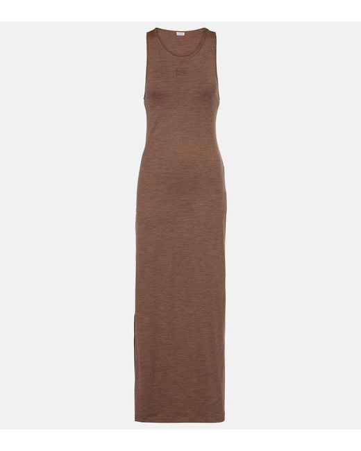ワンピースその他 Loewe Brown wool dress with Anagram logo Loewe Wool Dress With Anagram Logo in Brown | Lyst