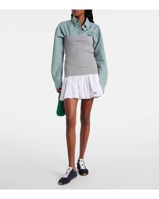 Miu Miu Blue Sneakers Plume Aus Veloursleder