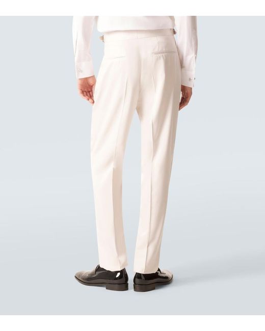 Brunello Cucinelli Natural Silk Straight Pants for men