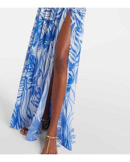 Alexandra Miro Blue Jaimee High-Rise Printed Maxi Skirt