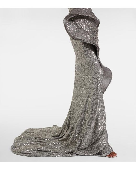 Maticevski Gray Glorious Sequined Gown