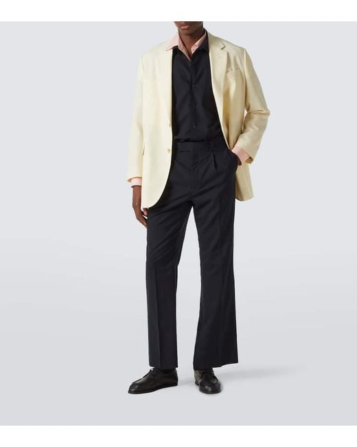 Auralee Blue Wool Straight Pants for men