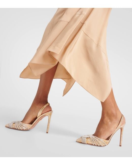 Aquazzura Metallic Gatsby Sling 105 Embellished Slingback Pumps