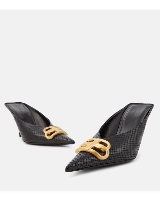 Balenciaga Square Knife Bb 80 Leather Mules in Black | Lyst UK