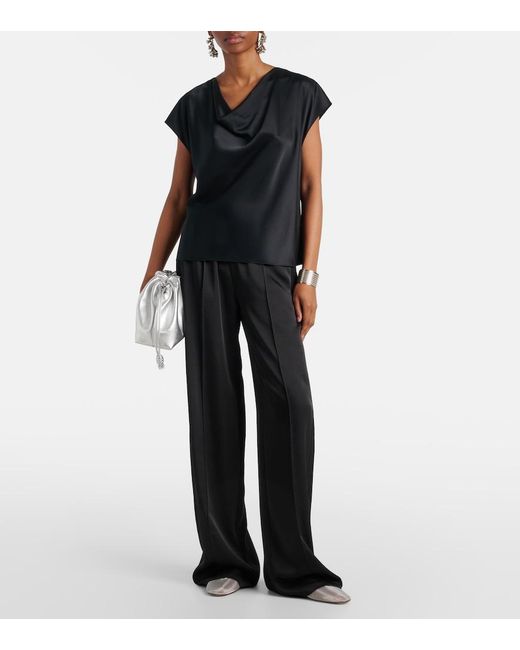 Vince Black Mid-Rise Wide-Leg Pants