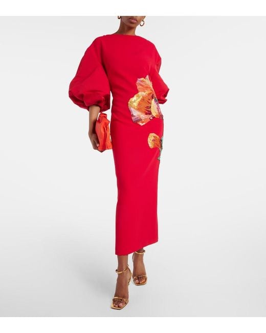 Safiyaa Amira Embroidered Floral Midi Dress