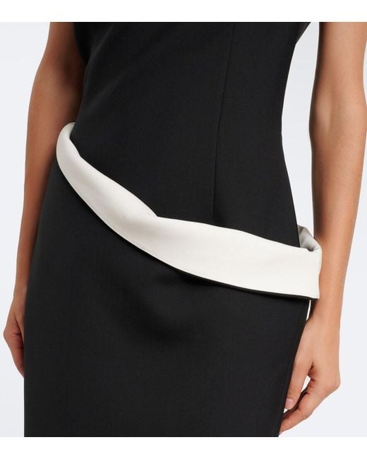 Rohe Black Paneled One-Shoulder Midi Dress