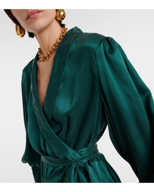 Robe portefeuille en soie Zimmermann en coloris Green