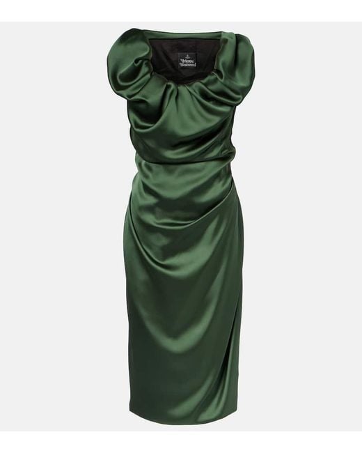 Vivienne Westwood Green Ginnie Amber Ruched Midi Dress
