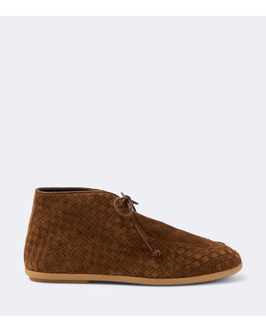 Bottega Veneta Brown Intrecciato Suede Desert Boots for men