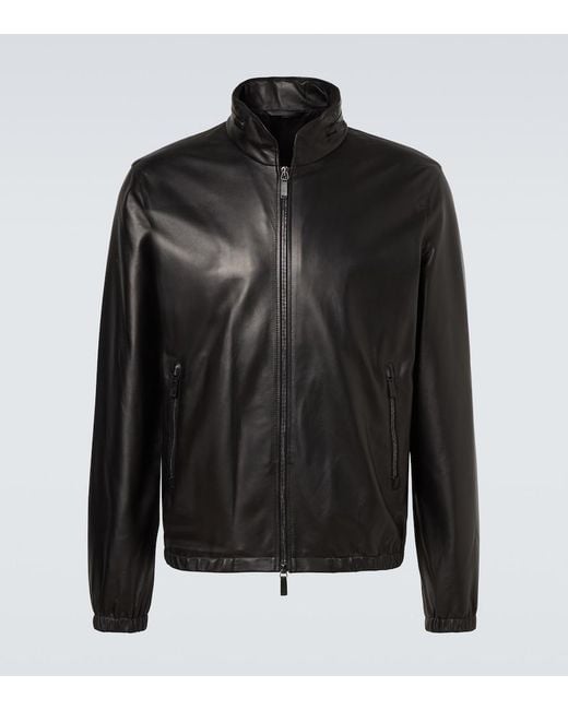 Giorgio Armani Black Leather Jacket for men