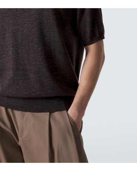 The Row Black Borges Cashmere, Silk, And Linen Polo Shirt for men