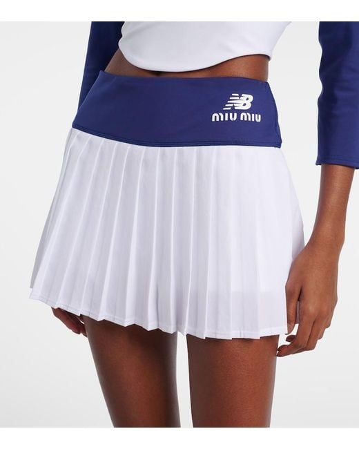 Miu Miu Blue X New Balance Pleated Jersey Miniskirt