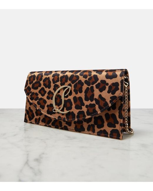 Christian Louboutin Brown Loubi54 Leopard-Print Satin Clutch