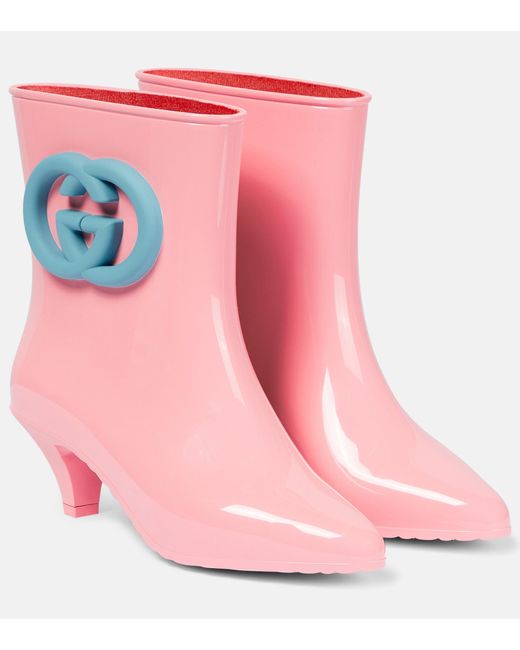 Gucci Pink Interlocking G Ankle Boot