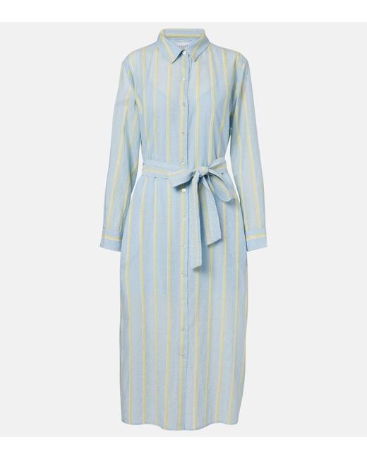 Velvet Blue Kimora Striped Cotton Shirt Dress
