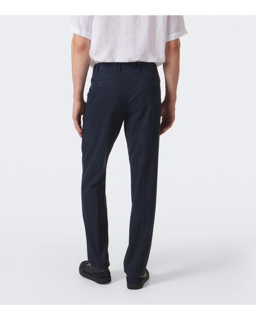 Fedeli Blue Cotton-Blend Chinos for men