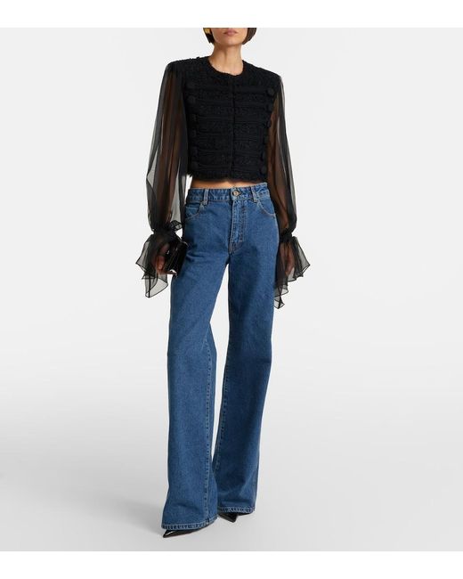 Balmain Black Silk-Trimmed Boucle Jacket