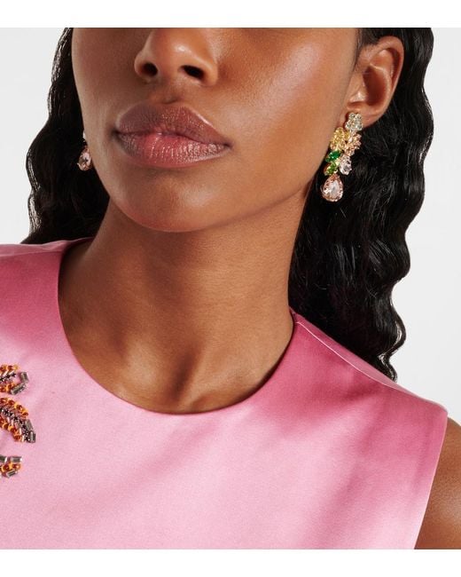 Jennifer Behr White Bouquet-Plated Drop Earrings