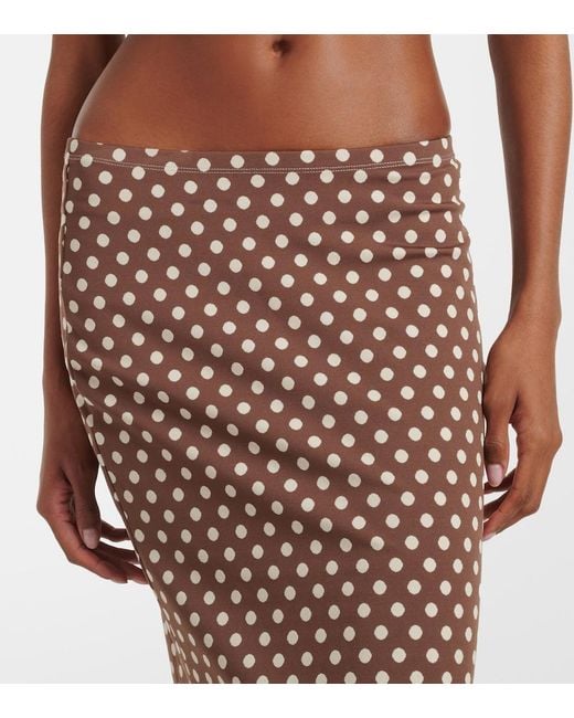 Montce Brown Natalia Polka-Dot Maxi Skirt