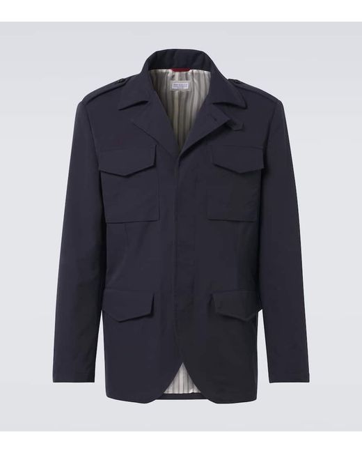 Brunello Cucinelli Blue Cotton-Blend Field Jacket for men