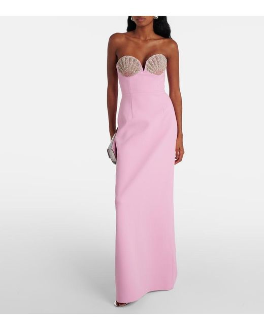 Rebecca Vallance Pink Cordelia Embellished Strapless Gown