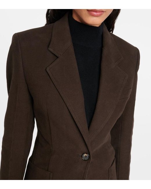 Totême  Black Single-Breasted Cotton Blazer