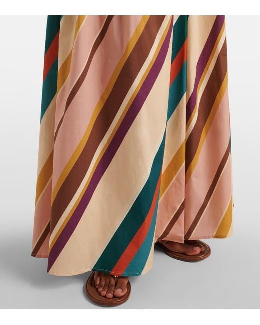 Adriana Degreas Orange Striped Cotton-Blend Maxi Skirt