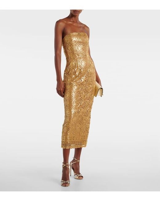 Emilia Wickstead Metallic Leila Guipure Lace Midi Dress
