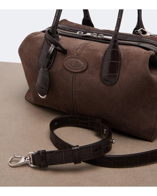 Tod's Brown Bauletto Small Suede Tote Bag