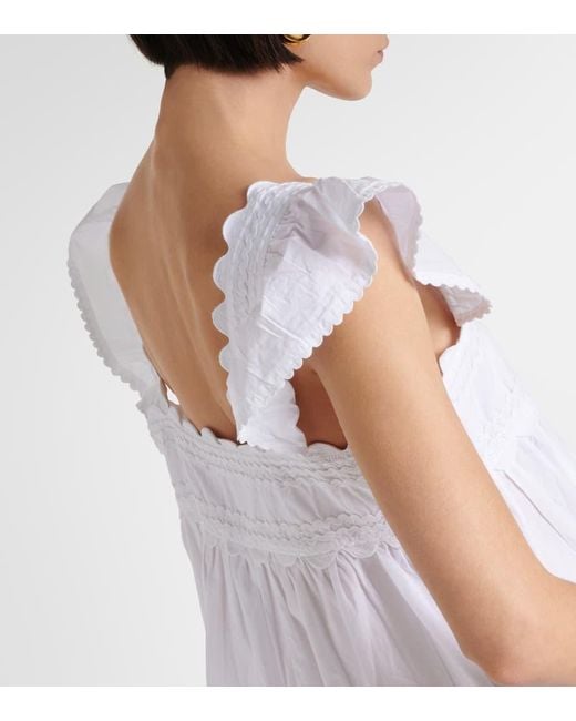 Juliet Dunn White Besticktes Minikleid aus Baumwollpopeline