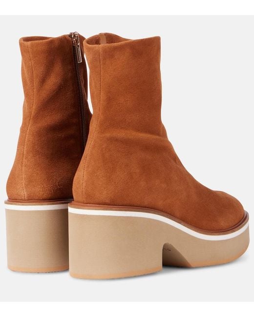 Robert Clergerie Brown Albane Suede Platform Ankle Boots