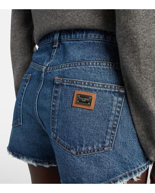 Dolce & Gabbana Blue Frayed Denim Shorts