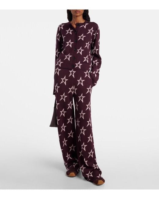 Perfect Moment Purple Chalet Knitted Wool Wide-Leg Pants