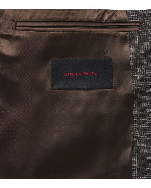 Simone Rocha Black Checked Embellished Wool Blazer for men