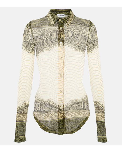 Jean Paul Gaultier White Printed Mesh Shirt