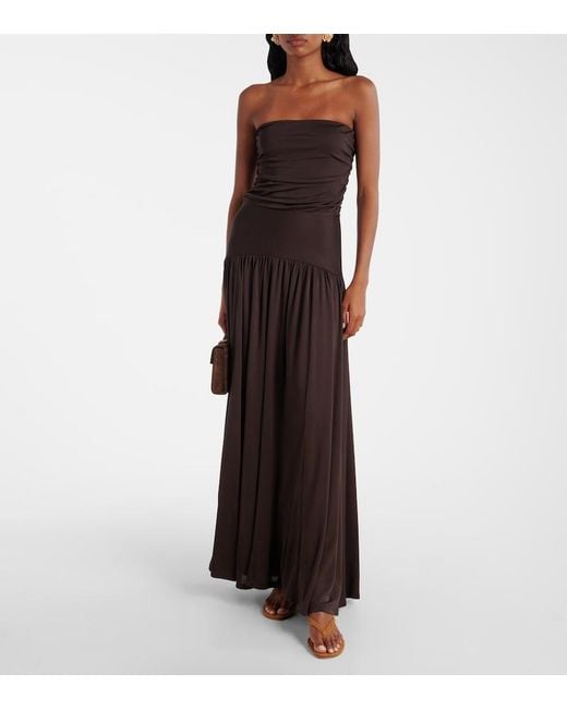 Staud Brown Freja 60 Suede Thong Sandals