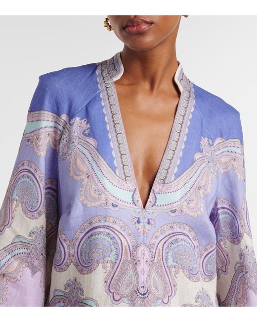 Robe Longue Maxine En Lin A Motif Cachemire Zimmermann en coloris Blue