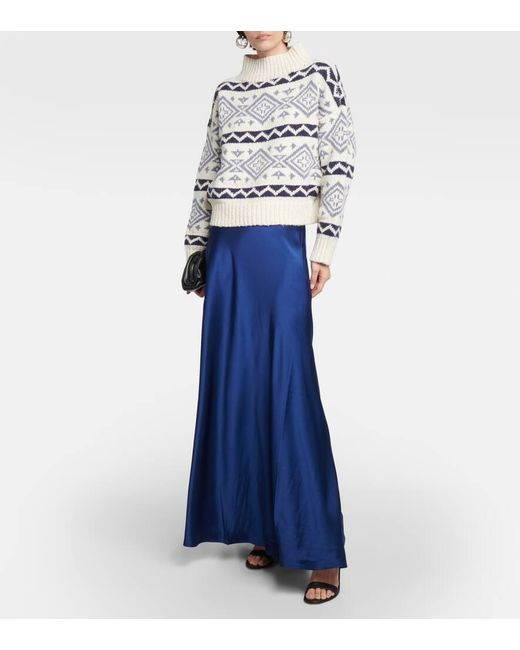 Falda larga de saten Polo Ralph Lauren de color Blue