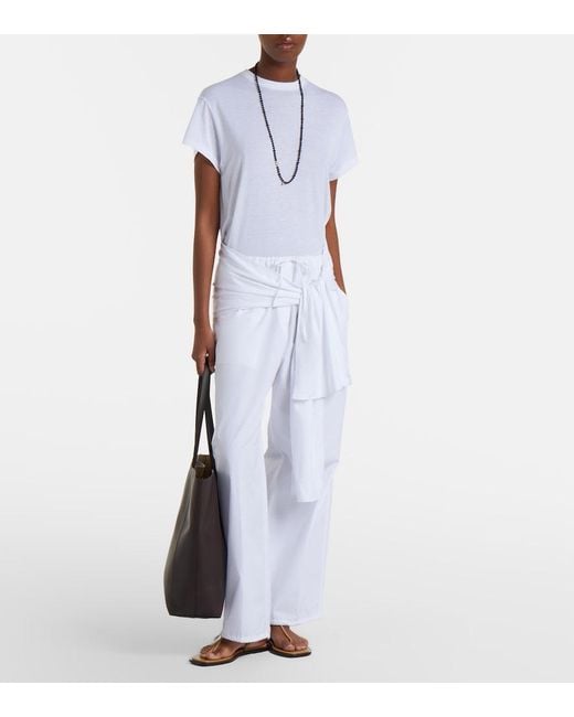 Totême White Tie-Waist Jersey Top