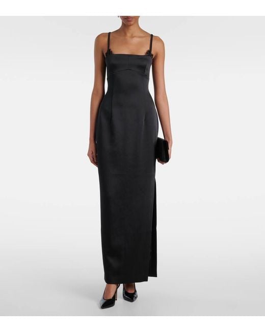 Robe Longue Poppy Column En Satin Sir en coloris Black